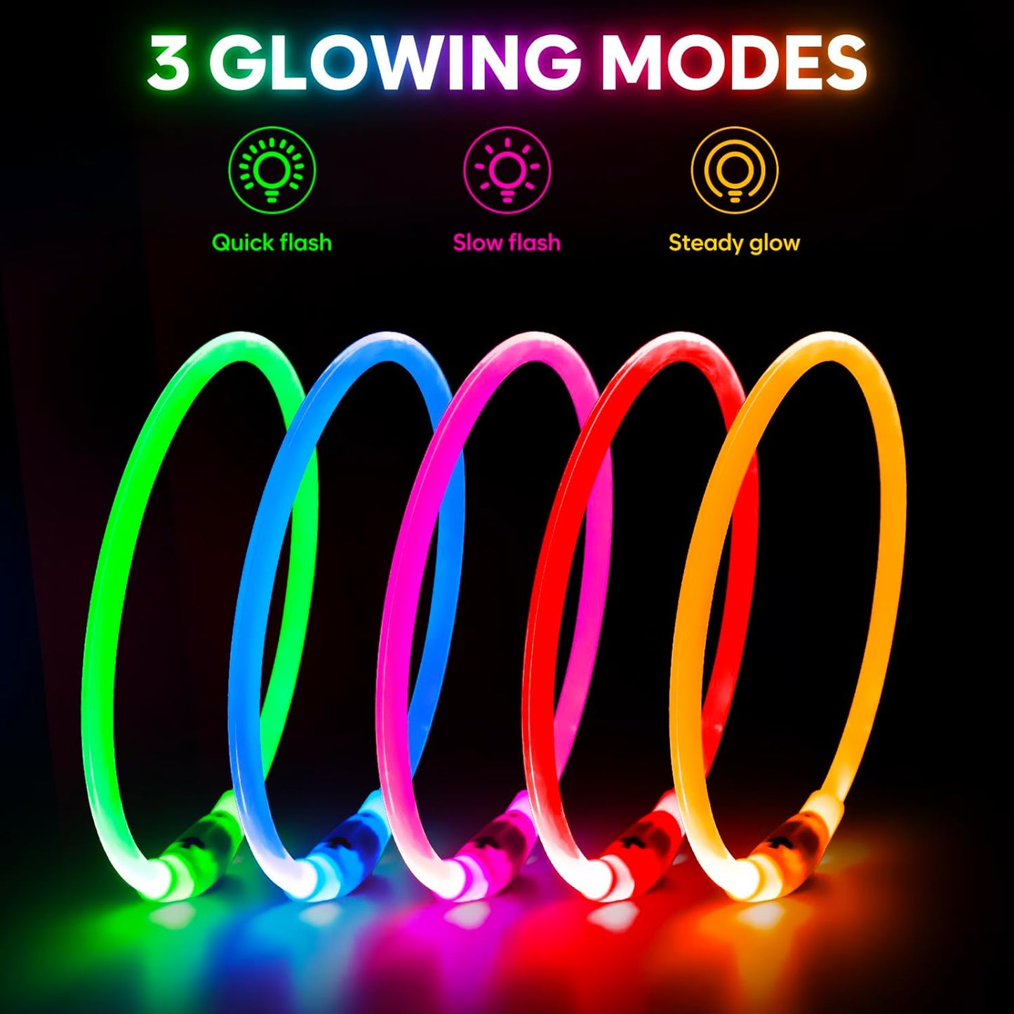 💡 Glow-in-the-Dark LED Dog Collar – Waterproof, USB Rechargeable, Cut-to-Fit TPU Light-Up Safety Collar for Night Walks (Pink)