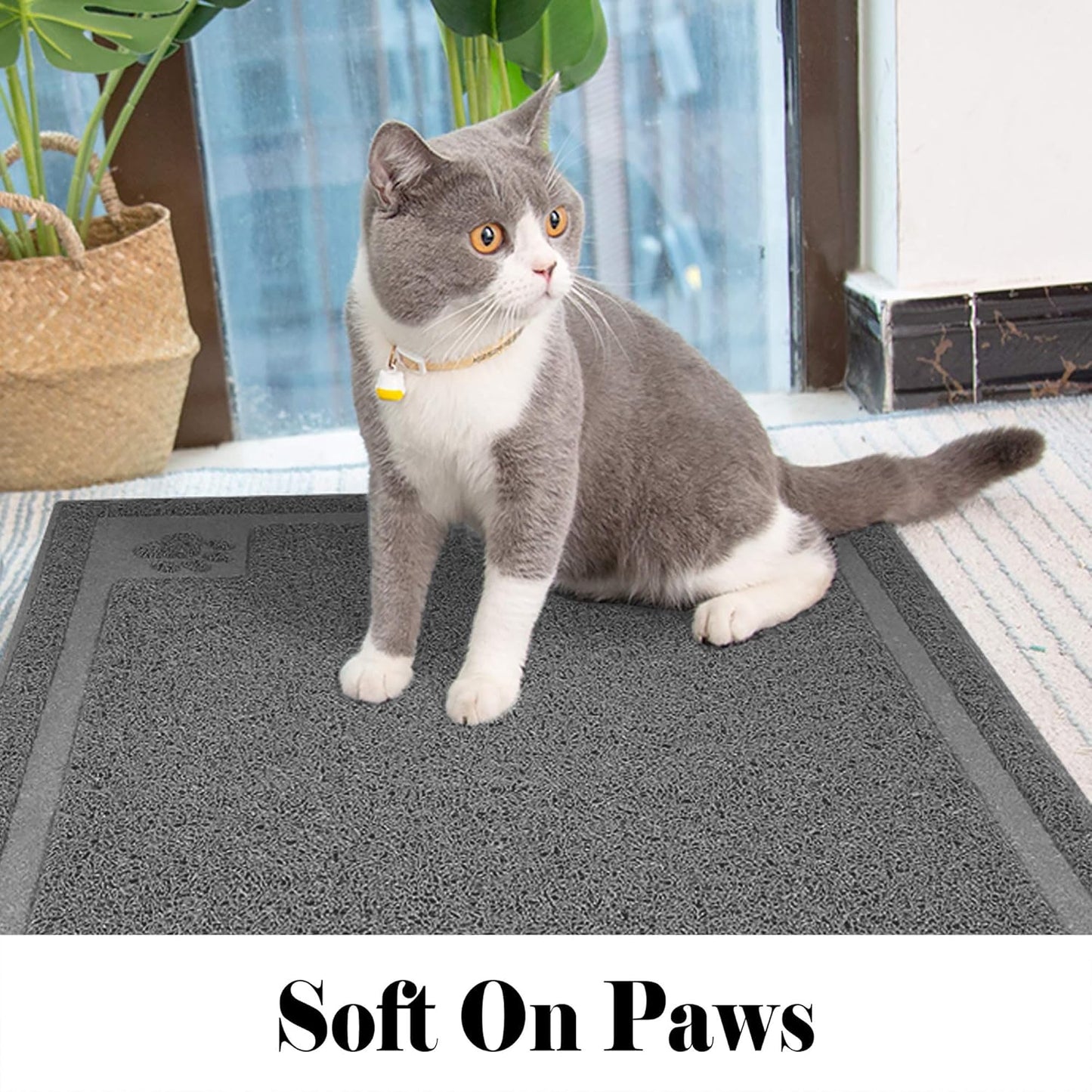 Large Cat Litter Mat – Soft & Waterproof Kitty Mat for Litter Box | Non-Slip, Easy to Clean & Gentle on Paws (35.5” x 23.5”)