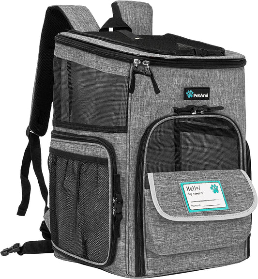 PetAmi Deluxe Pet Backpack Carrier – Airline Approved & Ventilated Cat/Dog Travel Bag for Hiking & Camping