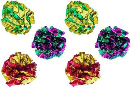 Crinkle Cat Balls – Colorful Mylar Foil Toys for Kittens & Fat Cats | 6-Pack Lightweight & Noisy for Indoor Play
