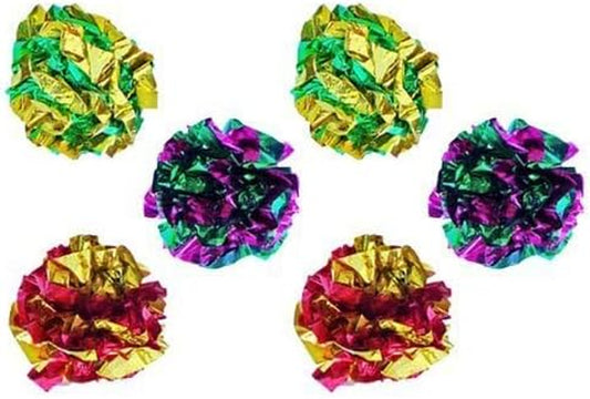Crinkle Cat Balls – Colorful Mylar Foil Toys for Kittens & Fat Cats | 6-Pack Lightweight & Noisy for Indoor Play