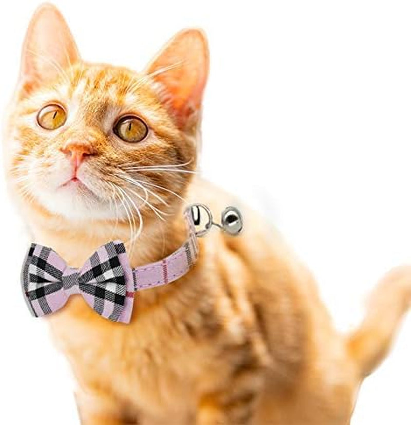 2-Pack Cat Collars with Bow Tie & Bell – Adjustable Breakaway Set for Kittens & Small Dogs (Black + Red
