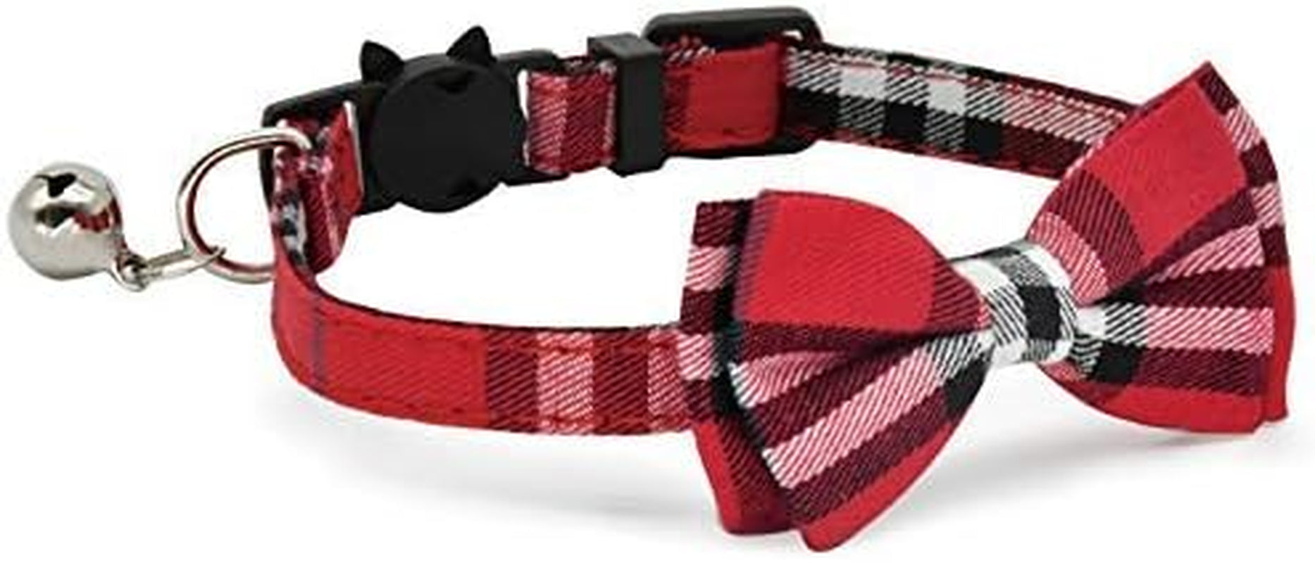 2-Pack Cat Collars with Bow Tie & Bell – Adjustable Breakaway Set for Kittens & Small Dogs (Black + Red