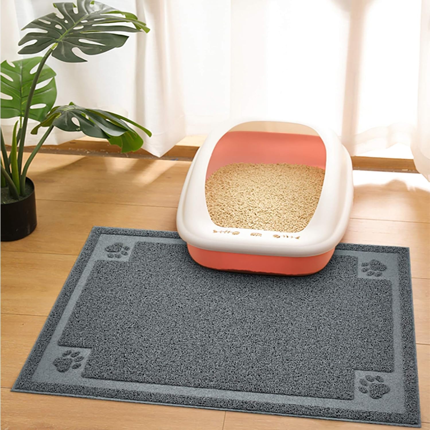 Large Cat Litter Mat – Soft & Waterproof Kitty Mat for Litter Box | Non-Slip, Easy to Clean & Gentle on Paws (35.5” x 23.5”)