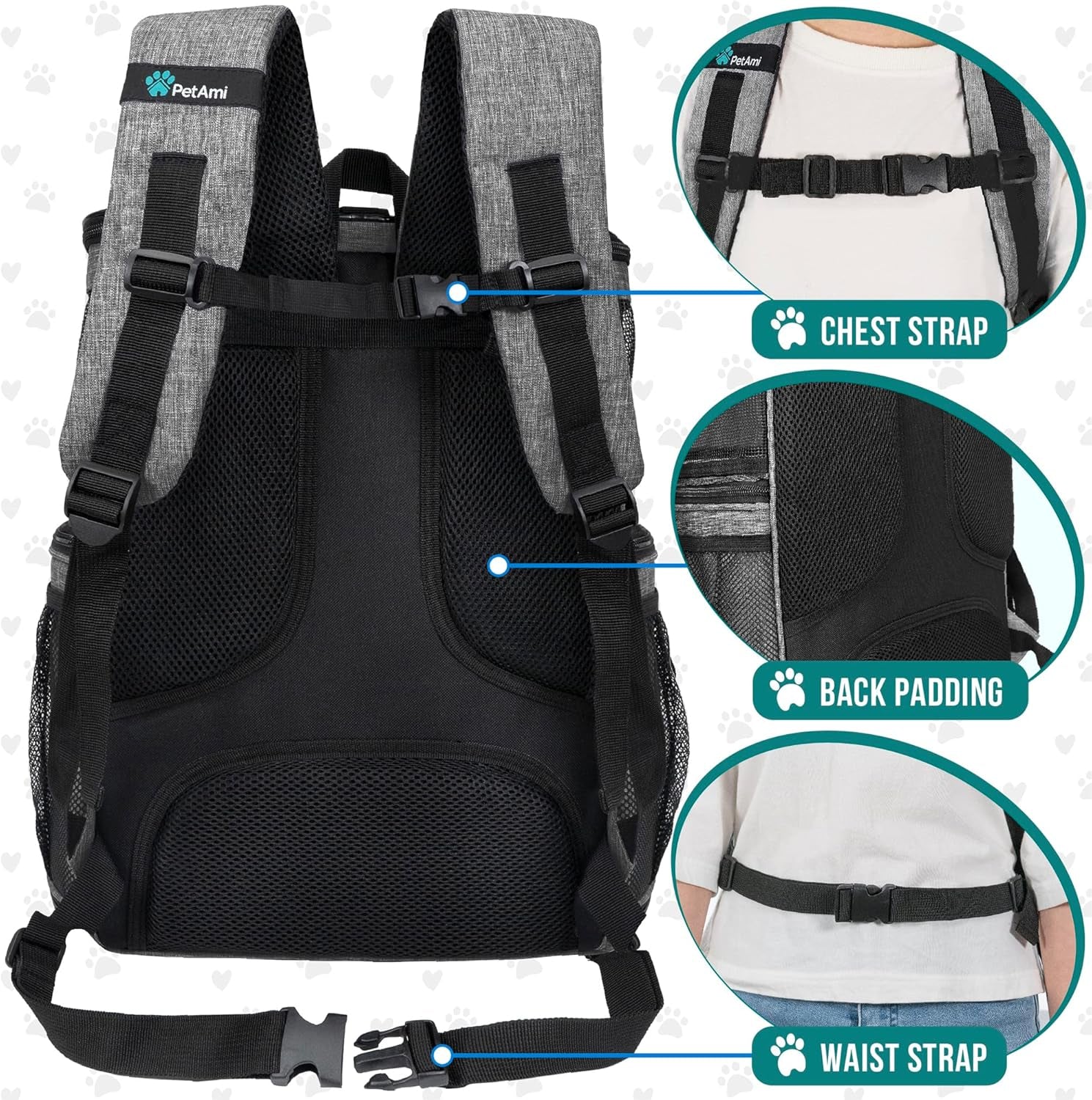 PetAmi Deluxe Pet Backpack Carrier – Airline Approved & Ventilated Cat/Dog Travel Bag for Hiking & Camping